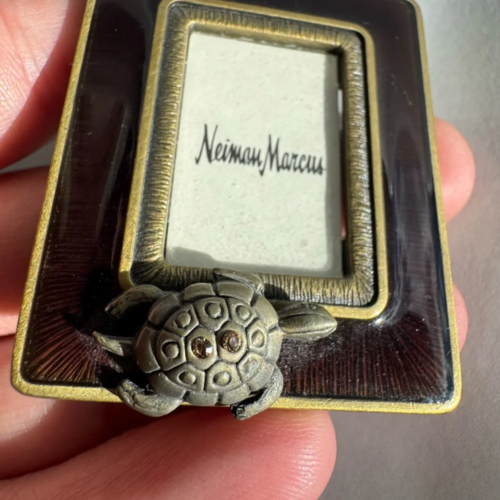 Jay Strongwater For Neiman Marcus Crystal Turtle Mini Frame W/ Clip & Easel